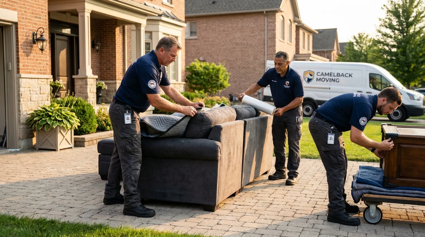 Large estate moving crew wrapping furniture in Fort Stewart, GA