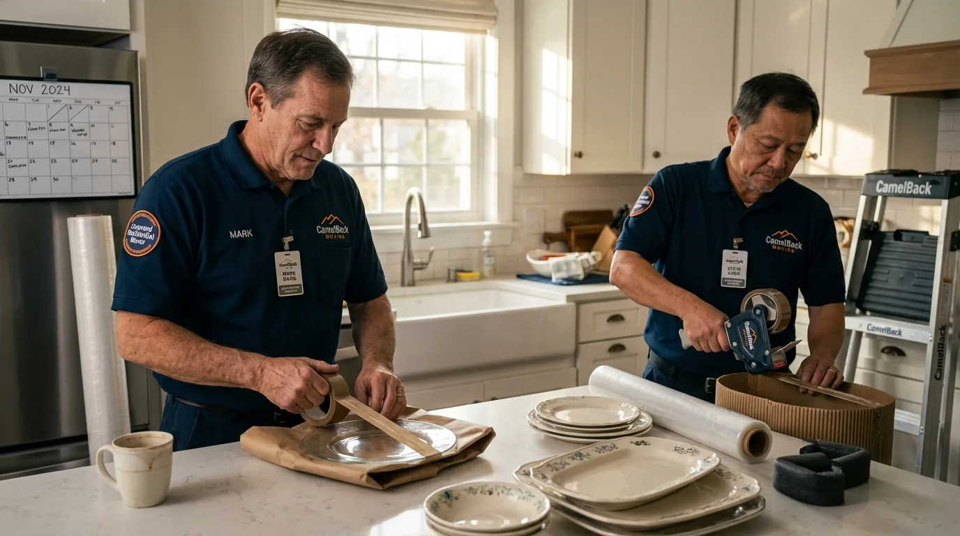 Professional crew packing kitchen dishware in Fort Stewart, GA