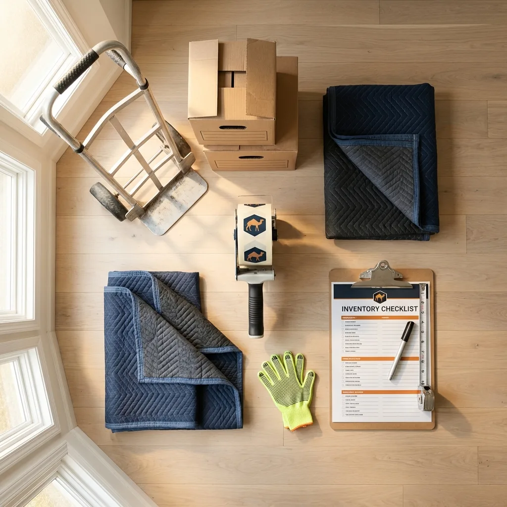 Professional moving supplies and packing materials layout for Fort Stewart residential relocations